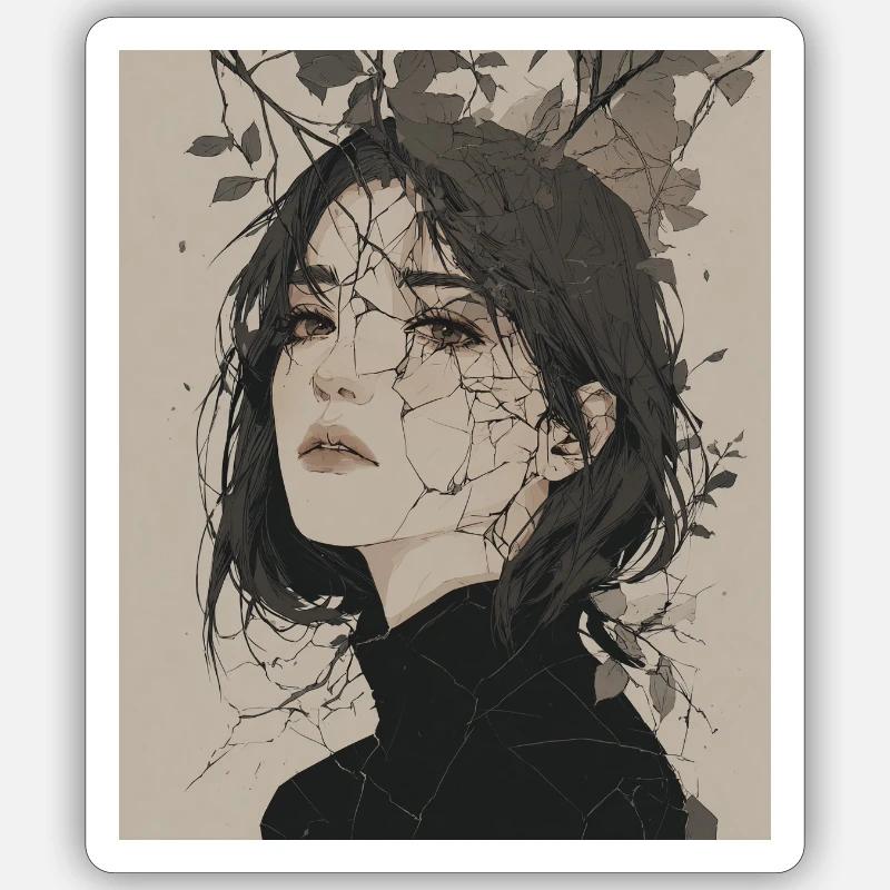 Broken Sheet Portrait - Sticker size S (10 x 10 cm) - white matte