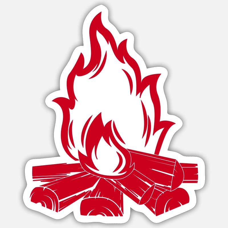 Feu de camp - Sticker taille S (10 x 10 cm) - blanc mat