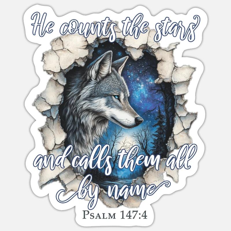Citation chrétienne de Wolf - Sticker taille S (10 x 10 cm) - blanc mat