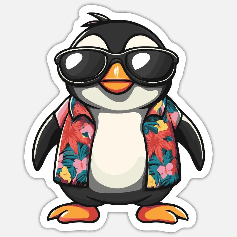 Vacances Penguin Comic - Sticker taille S (10 x 10 cm) - blanc mat