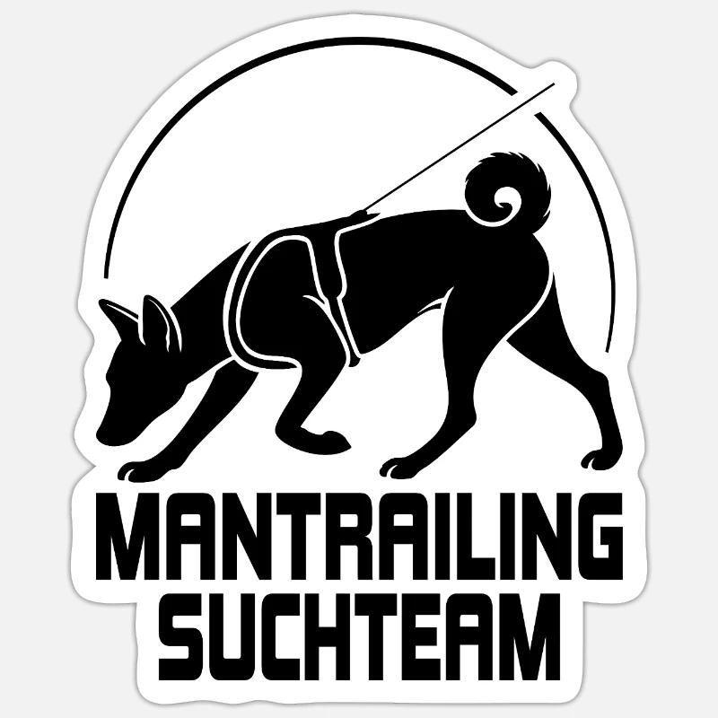 Basenji Mantrailing Suchteam Hunde Wilsigns - Sticker Größe S (10 x 10 cm) - Mattweiß