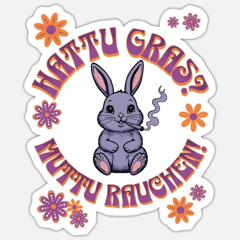 Canabis Rabbit - Hattu Grass ? - Sticker taille S (10 x 10 cm) - blanc mat