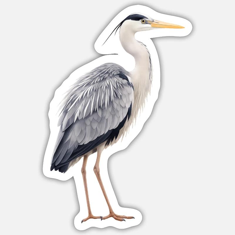 Realistic Grey Heron - Sticker size S (10 x 10 cm) - white matte