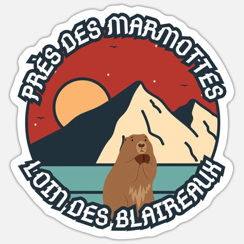 Humor über ein Murmeltier - Sticker Größe S (10 x 10 cm) - Mattweiß