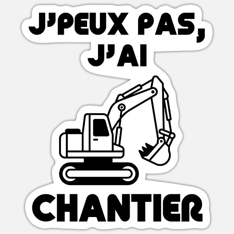Chantier construction bâtiment  - Sticker taille S (10 x 10 cm) - blanc mat