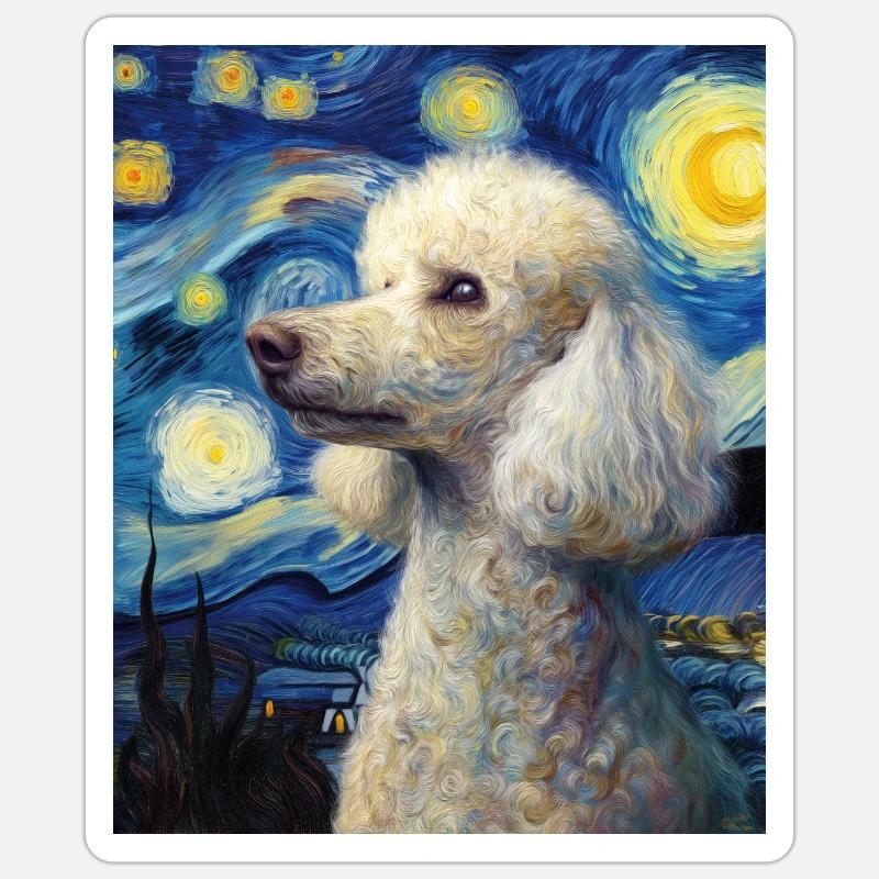 Pudel - Sticker Größe S (10 x 10 cm) - Mattweiß