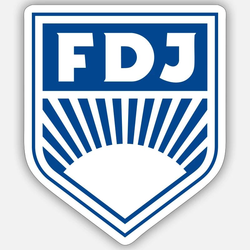 FDJ - Freie Deutsche Jugend Abzeichen (einfarbig) - Sticker Größe S (10 x 10 cm) - Mattweiß