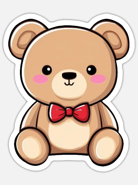 Teddybär, süßes Plüschkind, Teddybär - Sticker Größe S (10 x 10 cm) - Mattweiß