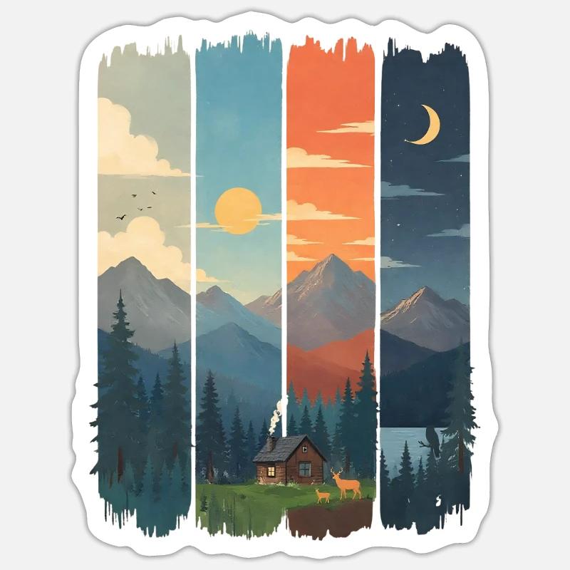 Horizonte in vier Gebirgstafeln - Sticker Größe S (10 x 10 cm) - Mattweiß