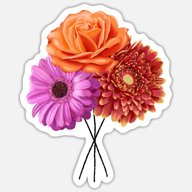 Blüten Trio Farbmelodie - Sticker Größe S (10 x 10 cm) - Mattweiß