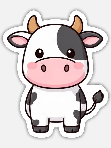 lustige Kuh T-shirt Geschenk Bauern - Sticker Größe S (10 x 10 cm) - Mattweiß