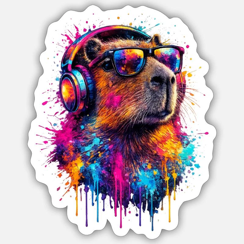Capybara - Sticker taille S (10 x 10 cm) - blanc mat