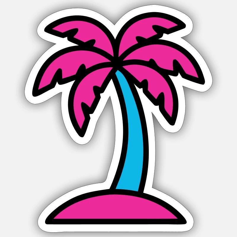Neon Palm Tree 90s Vaporwave - Sticker size S (10 x 10 cm) - white matte