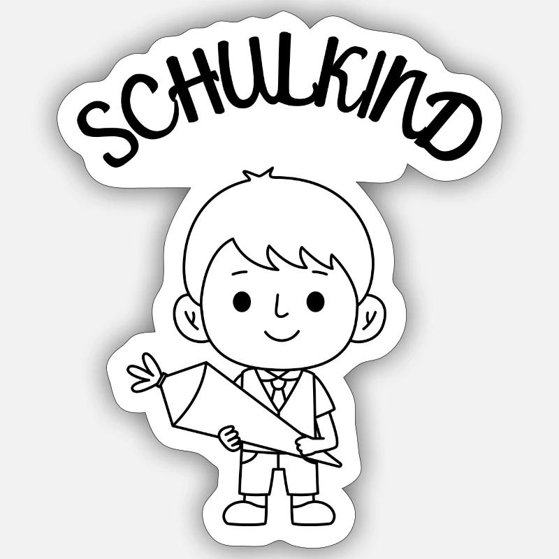 Schulkind Junge Schulstart Einschulung - Sticker Größe S (10 x 10 cm) - Mattweiß