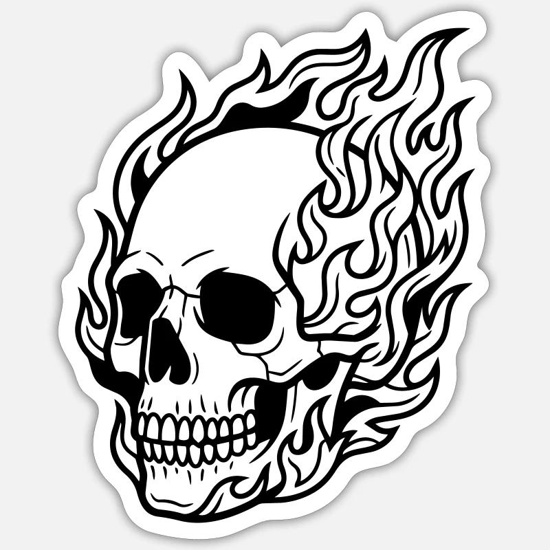 Flamme du crâne - Sticker taille S (10 x 10 cm) - blanc mat