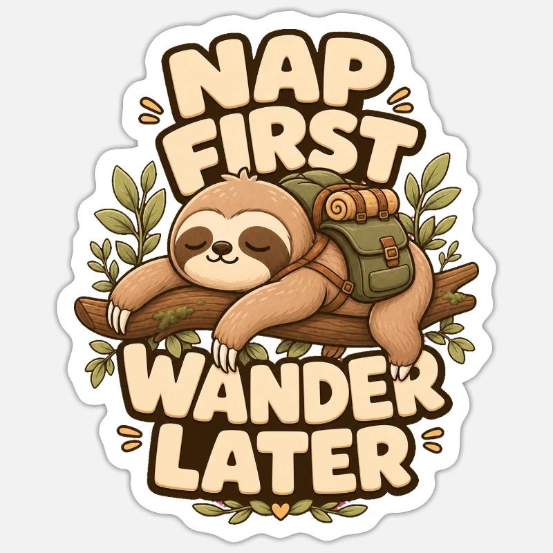 Première sieste, Errance, puis Paresseux - Sticker taille S (10 x 10 cm) - blanc mat
