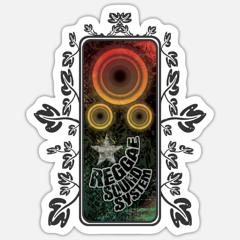 Reggae Sound System Glow - Sticker Größe S (10 x 10 cm) - Mattweiß