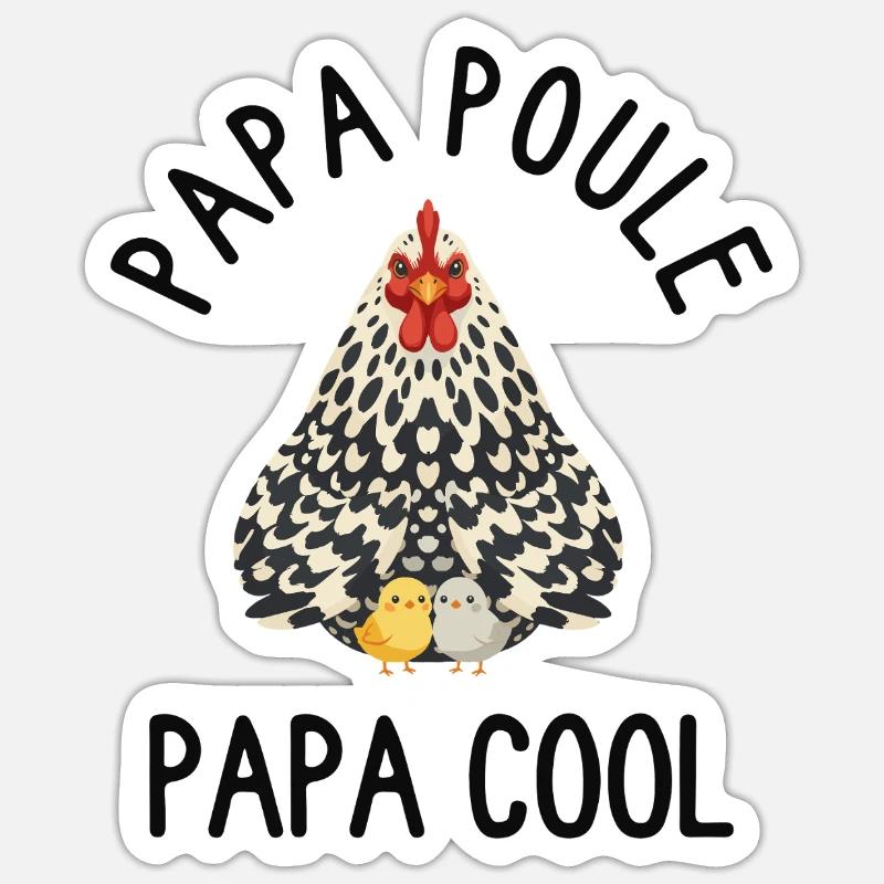Daddy Hen Cool Daddy - Sticker Größe S (10 x 10 cm) - Mattweiß
