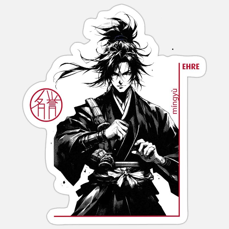 Samurai - Sticker Größe S (10 x 10 cm) - Mattweiß