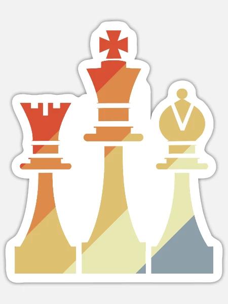 Vintage Schachfiguren Skizze - Sticker Größe S (10 x 10 cm) - Mattweiß