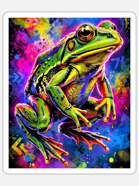 Frosch - Sticker Größe S (10 x 10 cm) - Mattweiß