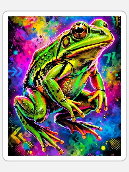Frosch - Sticker Größe S (10 x 10 cm) - Mattweiß