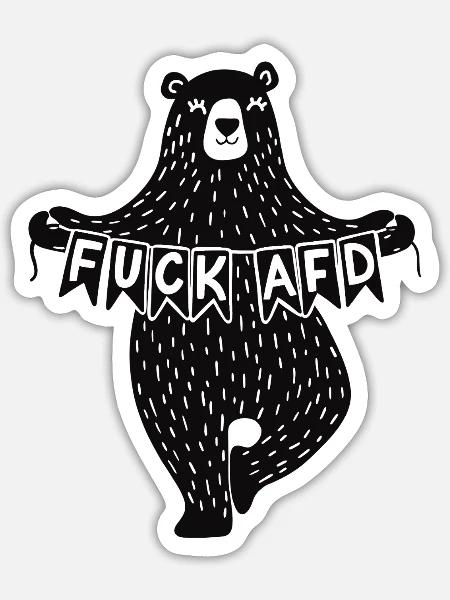 Bär Fuck AFD - Sticker Größe S (10 x 10 cm) - Mattweiß