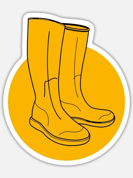 Gelbe Gummistiefel - Sticker Größe S (10 x 10 cm) - Mattweiß