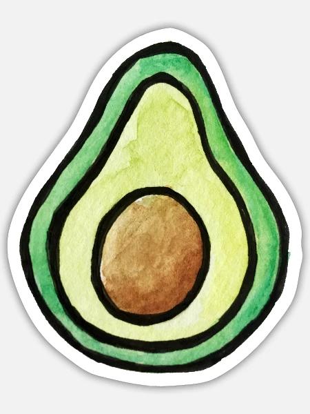 Aquarell Avocado-Scheibe - Sticker Größe S (10 x 10 cm) - Mattweiß