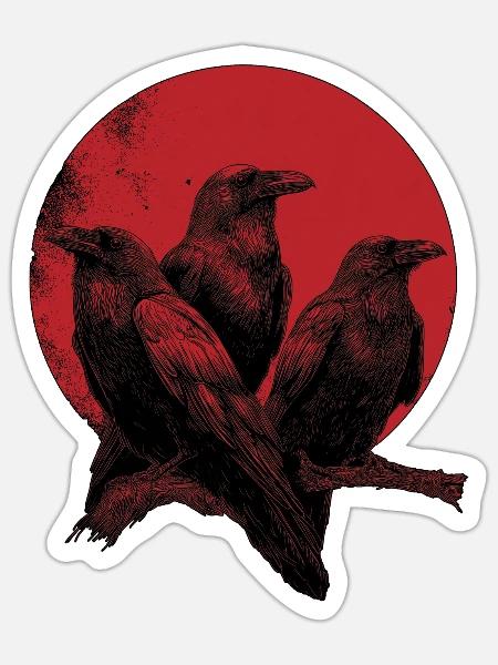 Raben - Sticker Größe S (10 x 10 cm) - Mattweiß