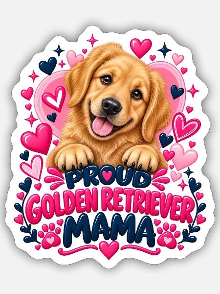 Stolzer Golden Retriever Mama - Sticker Größe S (10 x 10 cm) - Mattweiß