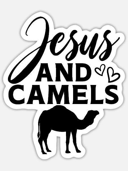 Jesus And Camels - Sticker Größe S (10 x 10 cm) - Mattweiß
