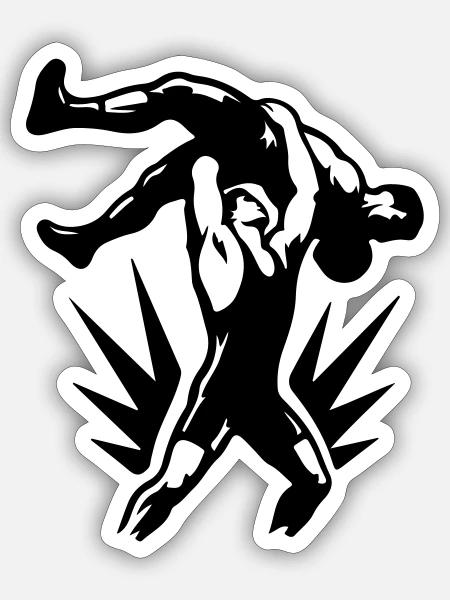 Wrestling Ringer Wurf Symbol Schwarz - Sticker Größe S (10 x 10 cm) - Mattweiß