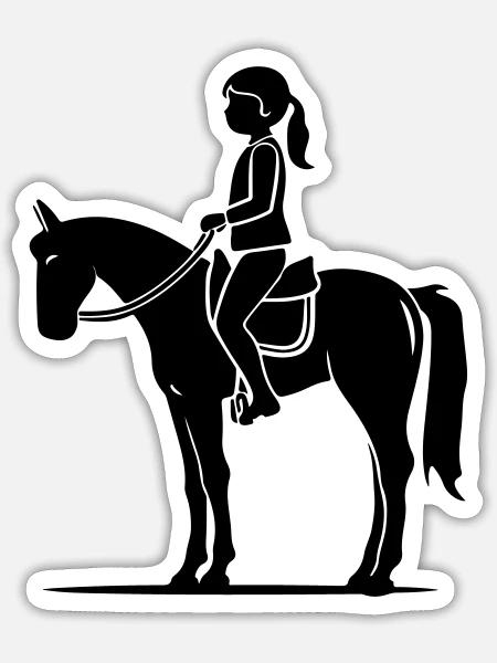 Pferd Mädchen - Sticker Größe S (10 x 10 cm) - Mattweiß