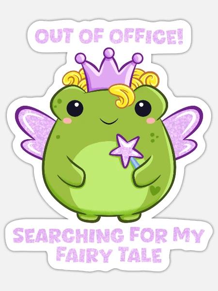 Froschfee sucht Märchen im Urlaub  - Sticker Größe S (10 x 10 cm) - Mattweiß