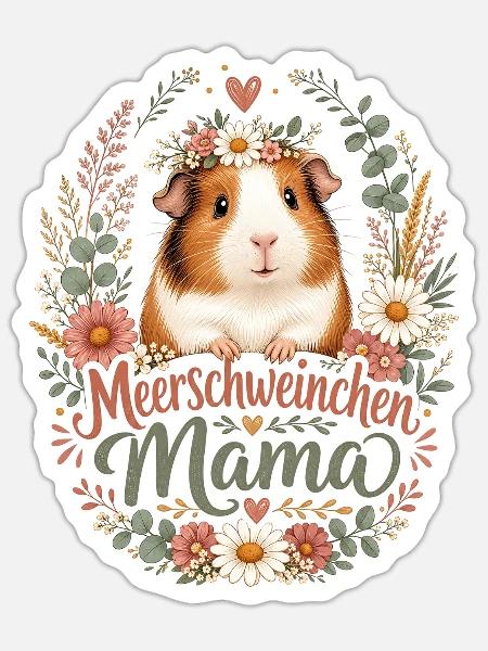 Meerschweinchen Mama niedliches Meerschwein Design - Sticker Größe S (10 x 10 cm) - Mattweiß