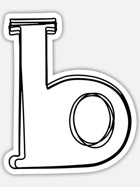 Kleinbuchstabe b handgezeichnet - Sticker Größe S (10 x 10 cm) - Mattweiß