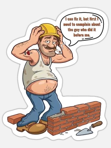 Humor-Builder: Der meckernde Profi - Sticker Größe S (10 x 10 cm) - Mattweiß
