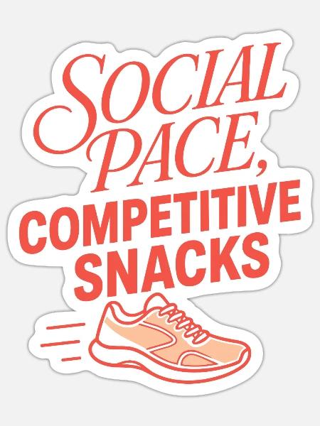 Laufen – Social Pace, Competitive Snacks - Sticker Größe S (10 x 10 cm) - Mattweiß