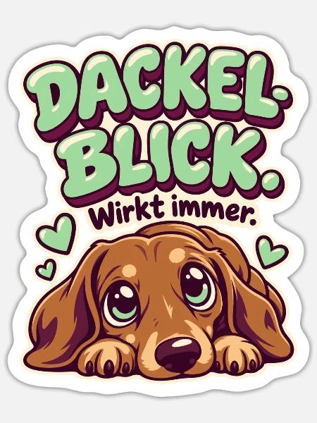 Dackelblick Wirkt immer - Sticker Größe S (10 x 10 cm) - Mattweiß