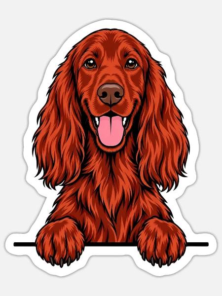 Irischer Setter - Sticker Größe S (10 x 10 cm) - Mattweiß