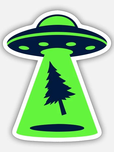 Ufo Entfuehrung Wald Logo - Sticker Größe S (10 x 10 cm) - Mattweiß