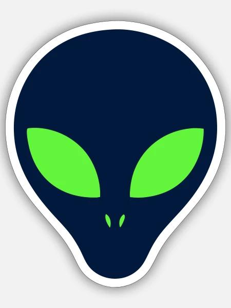 Alien Gesicht Gruen Grafik - Sticker Größe S (10 x 10 cm) - Mattweiß