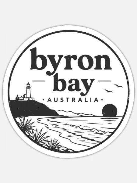 Byron Bay Küsten-Silhouette - Sticker Größe S (10 x 10 cm) - Mattweiß
