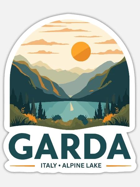 Garda Italy Alpine Lake - Sticker Größe S (10 x 10 cm) - Mattweiß