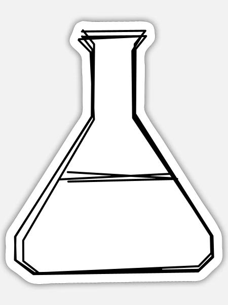 Laborkolben handgezeichnet - Sticker Größe S (10 x 10 cm) - Mattweiß