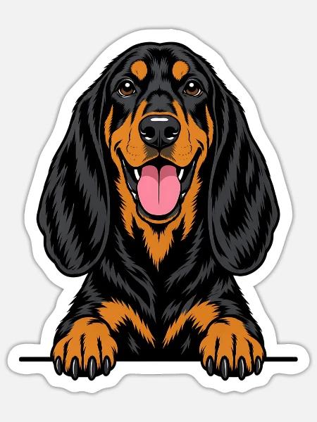 Black and Tan Coonhound - Sticker Größe S (10 x 10 cm) - Mattweiß
