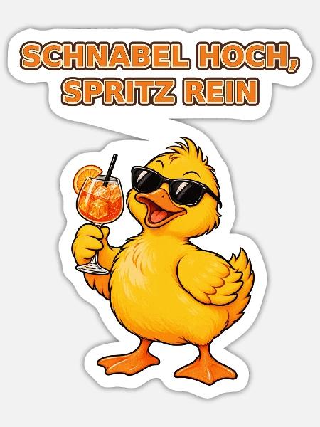 Spritz-Ente - Sticker Größe S (10 x 10 cm) - Mattweiß