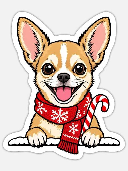 Weihnachten Chihuahua - Sticker Größe S (10 x 10 cm) - Mattweiß