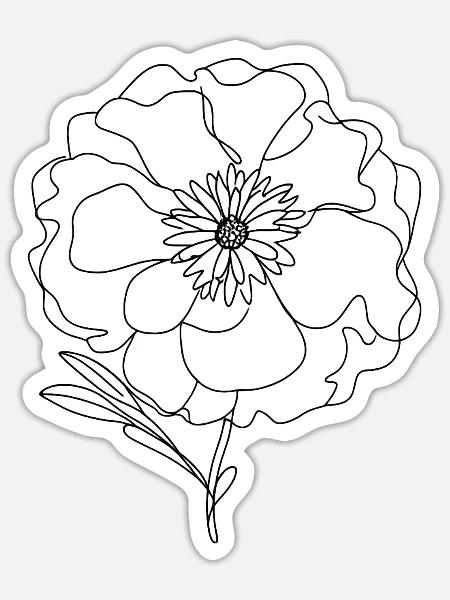 Pfingstrosenzeichnungsskizze - Sticker Größe S (10 x 10 cm) - Mattweiß